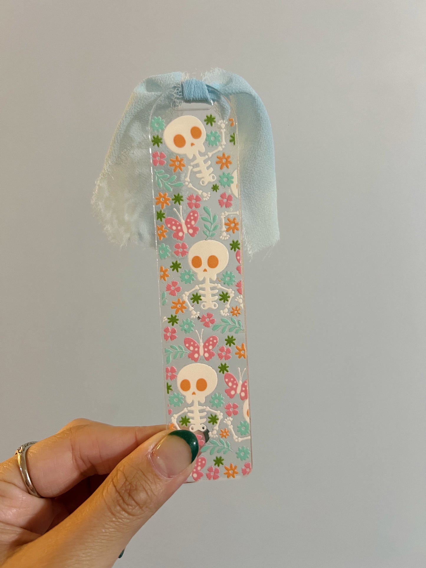 Floral Skeleton Acrylic Bookmark