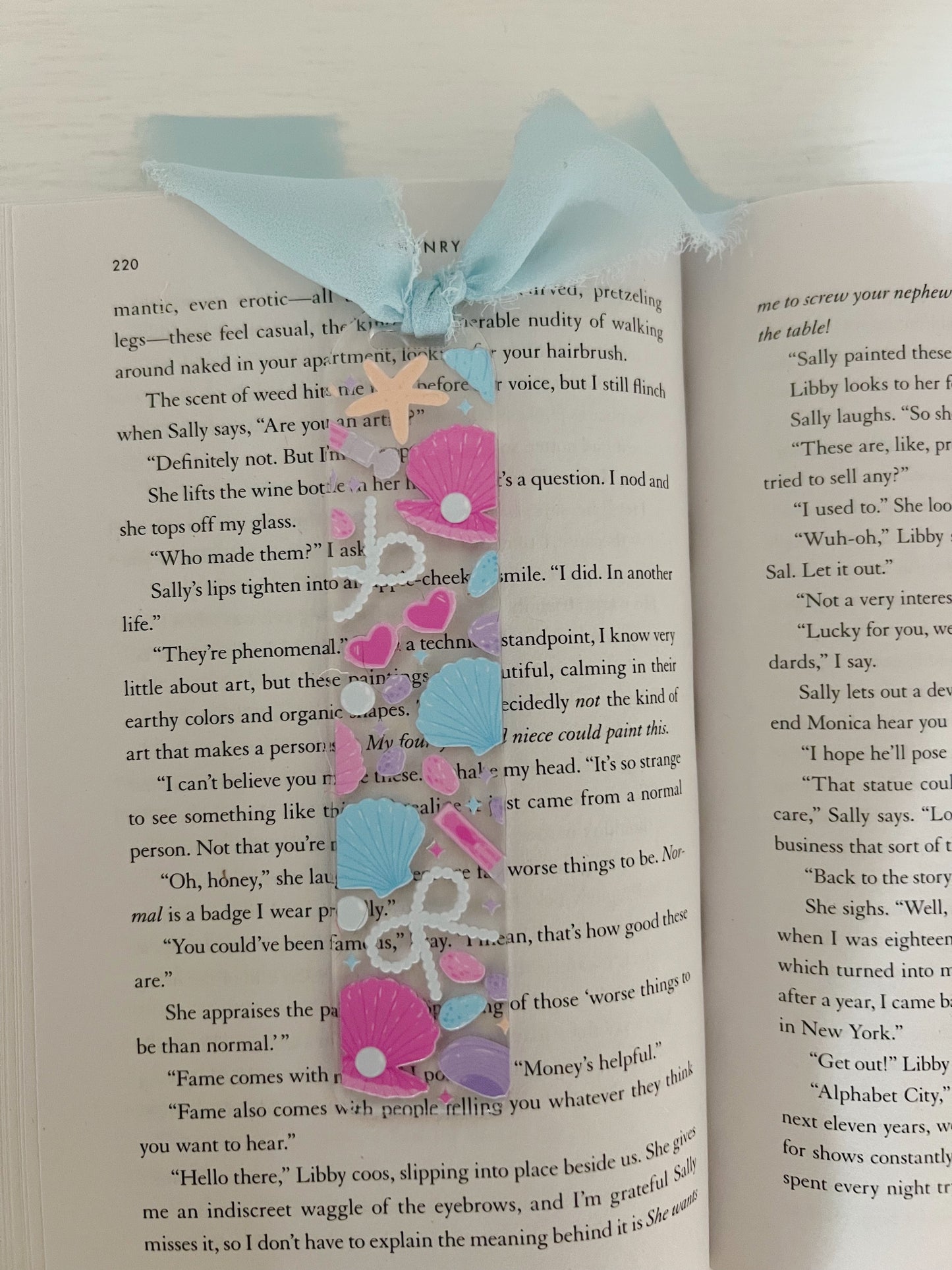 Girly Seashells & Pearls Acrylic Bookmark