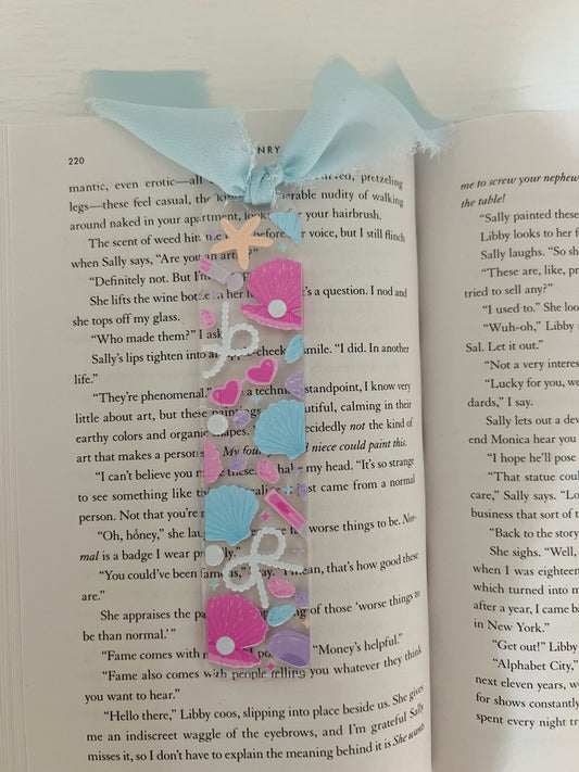 Girly Seashells & Pearls Acrylic Bookmark