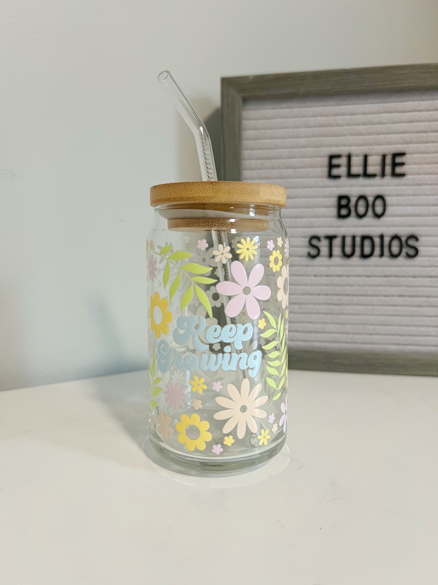 16oz Keep Growing Glass Can Cup