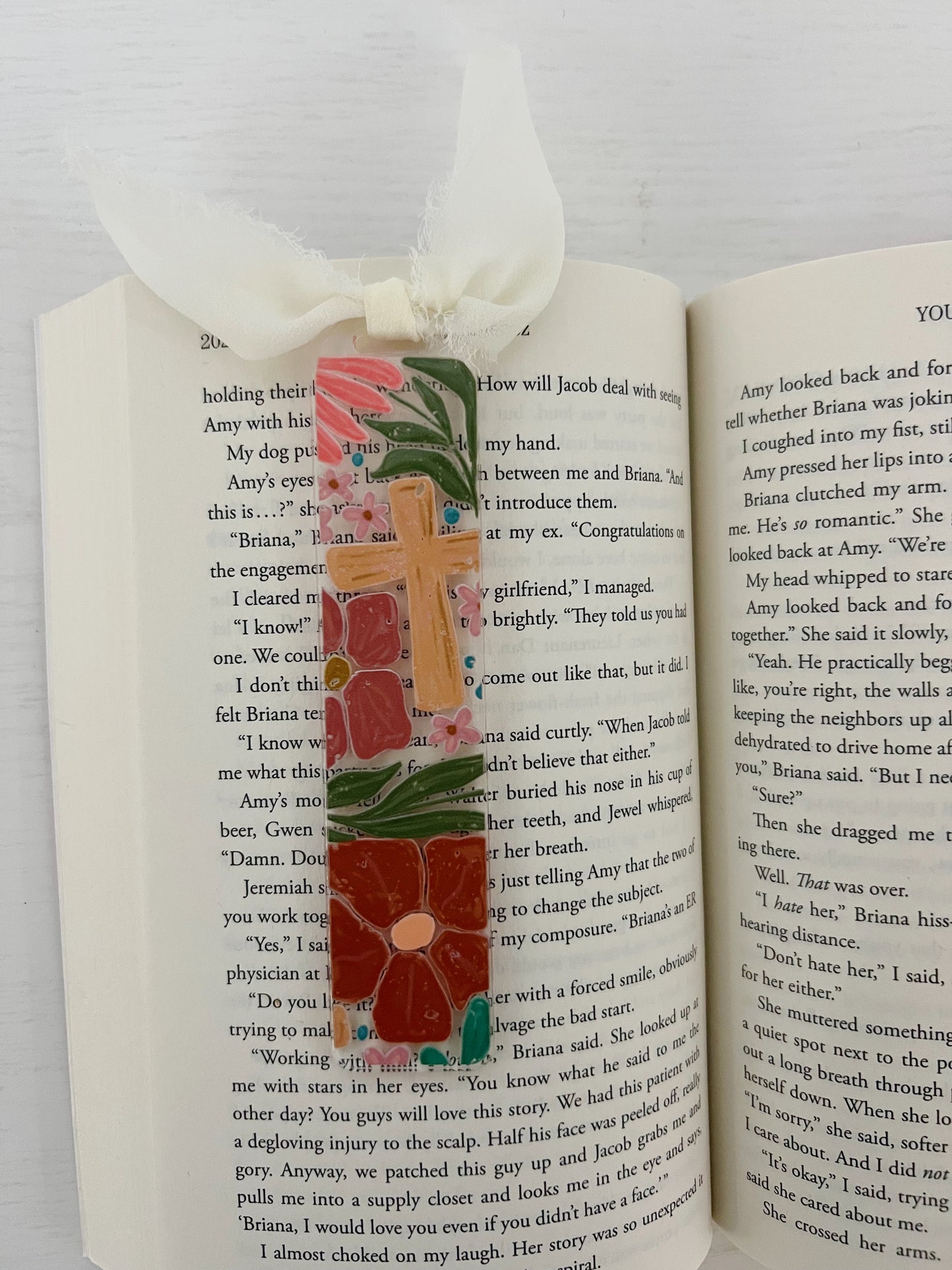 Floral Cross Acrylic Bookmark