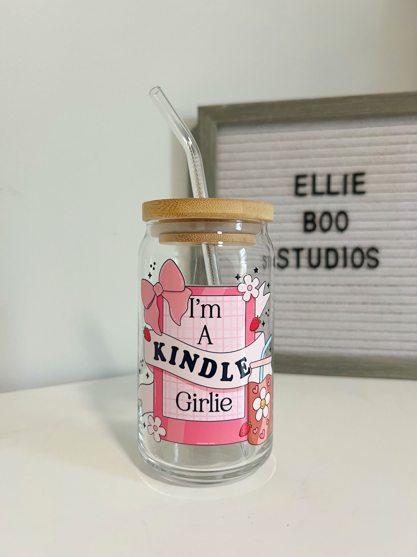 16oz I'm A Kindle Girlie Glass Can Cup