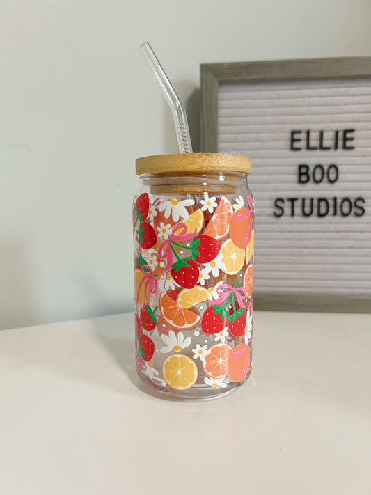 16oz Summer Fruit Salad Glass Can Cup