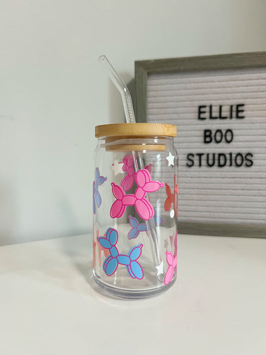 16oz Dog Balloons Glass Can Cup