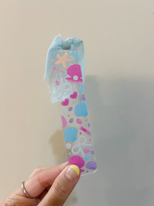 Girly Seashells & Pearls Acrylic Bookmark