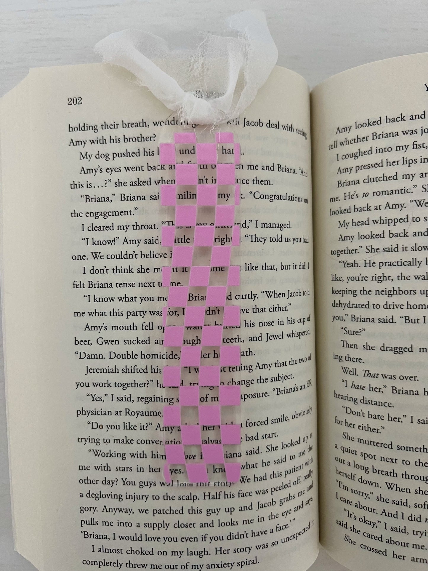 Blush Wavy Checkered Acrylic Bookmark