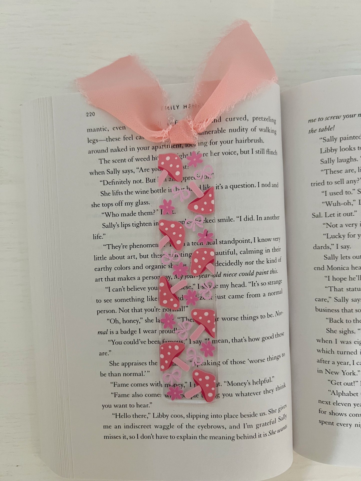 Pink Mushroom Acrylic Bookmark