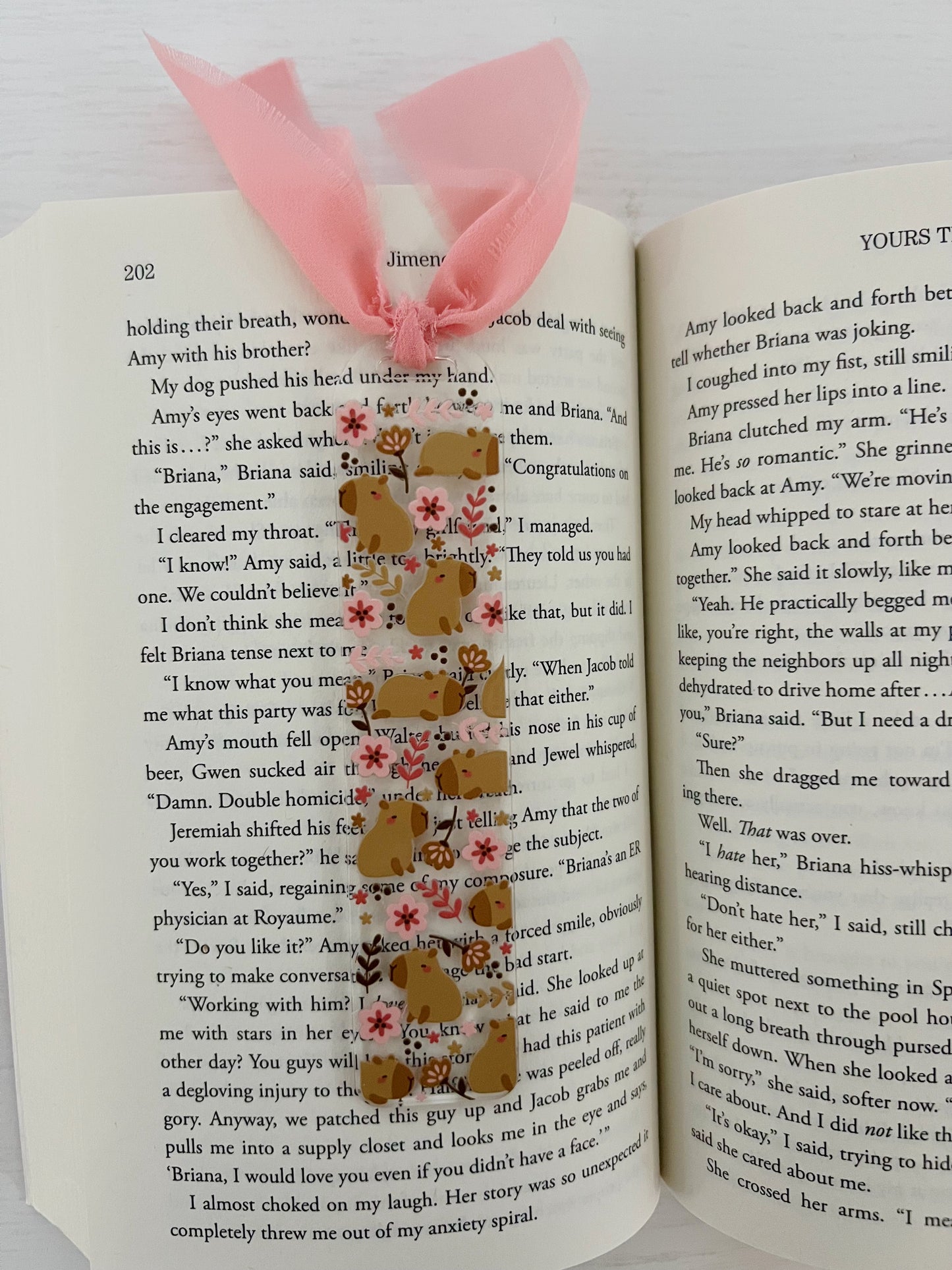 Floral Capybara Acrylic Bookmark