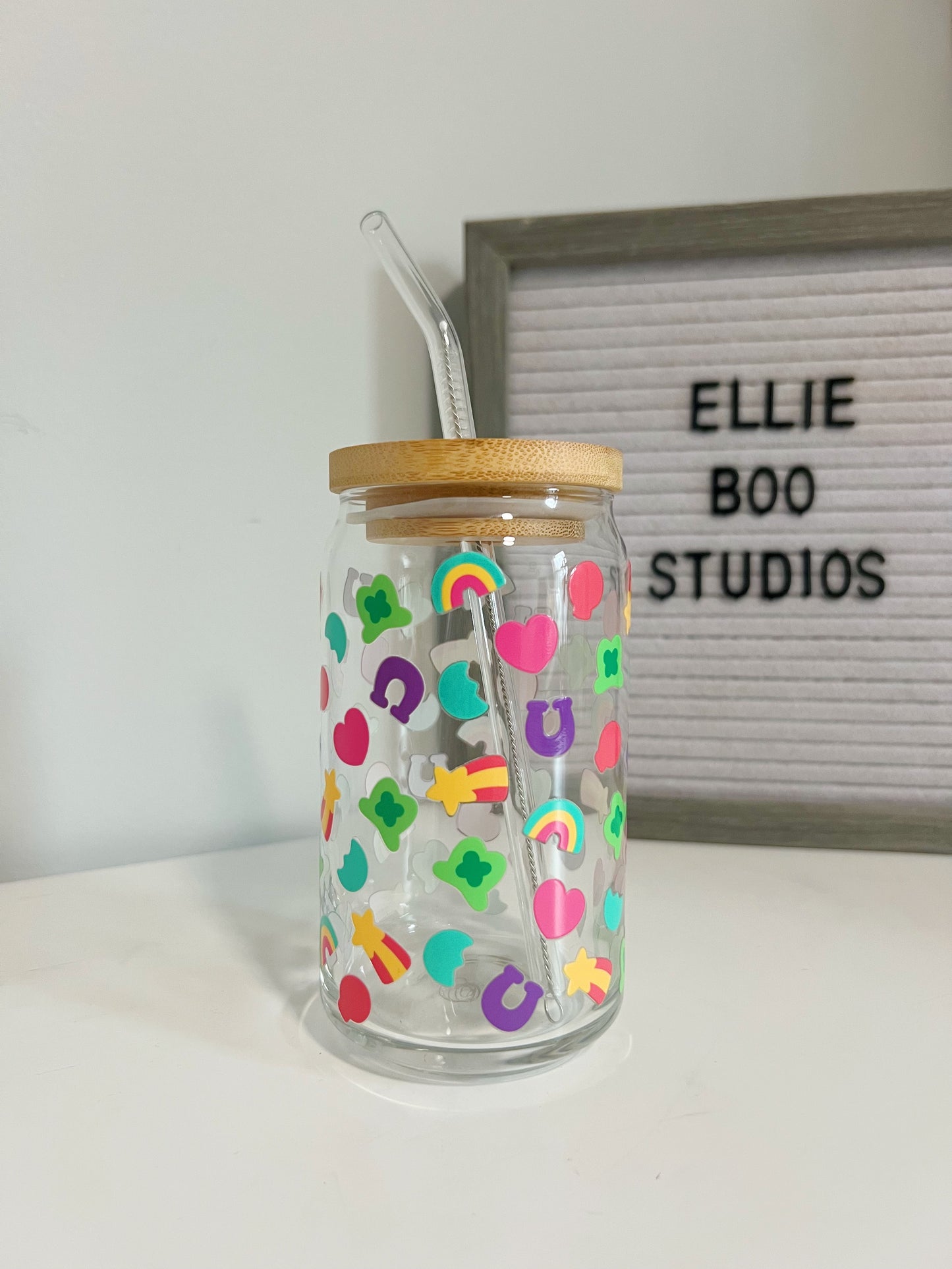 16oz Lucky Charms Glass Can Cup