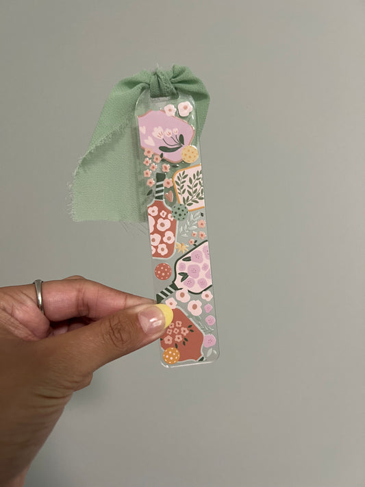 Floral Pickleball Acrylic Bookmark