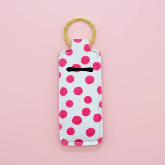 Lip Balm Keychain Holder - Pink Polka Dots