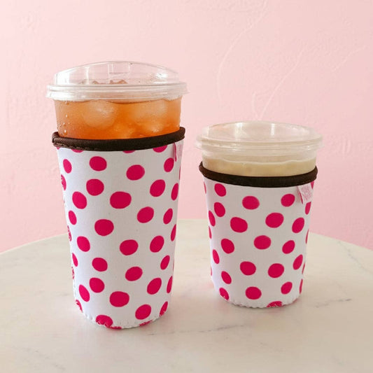 Pink Polka Dots Iced Drink Sleeve