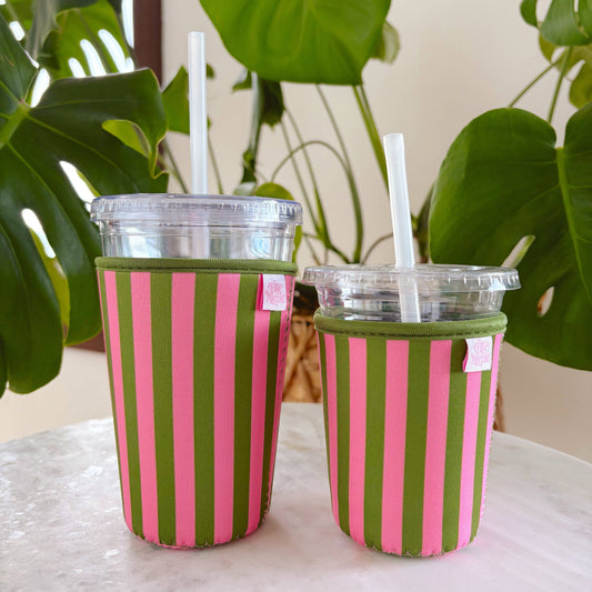 Pink & Green Stripes Iced Drink Sleeve