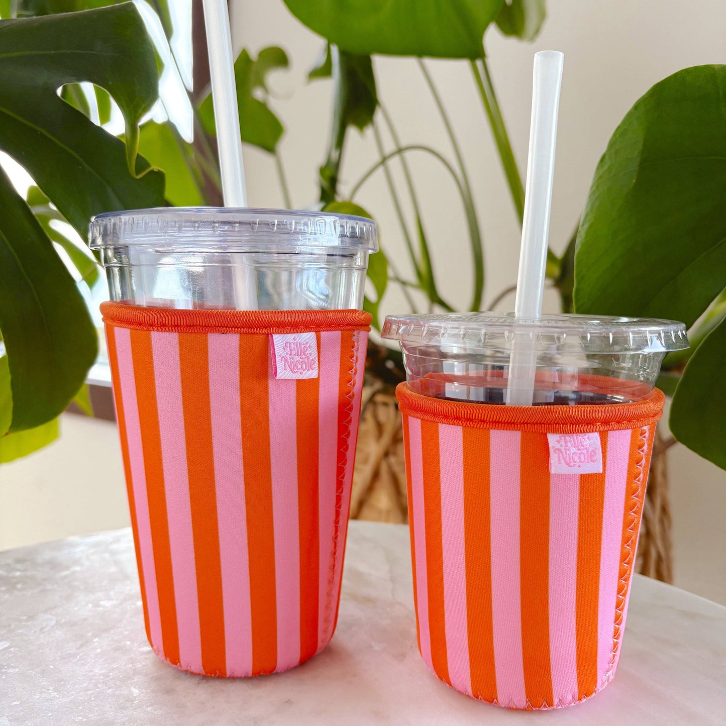 Pink & Orange Stripes Iced Drink Sleeve