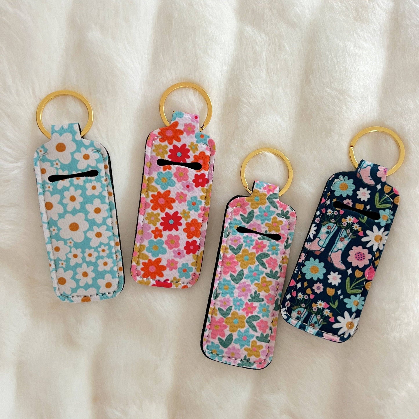 Blue Daisy Lip Balm Keychain Holder