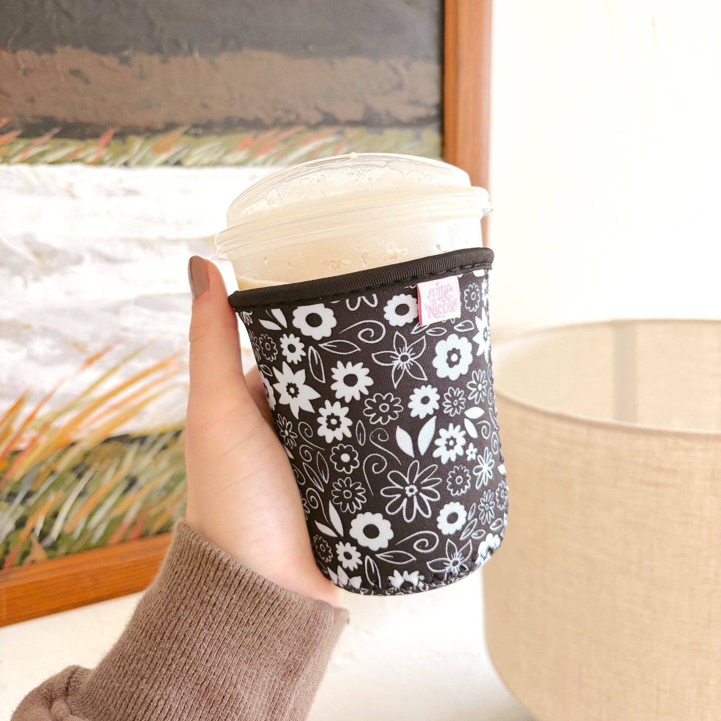 Thankful Florals Black Iced Drink Sleeve