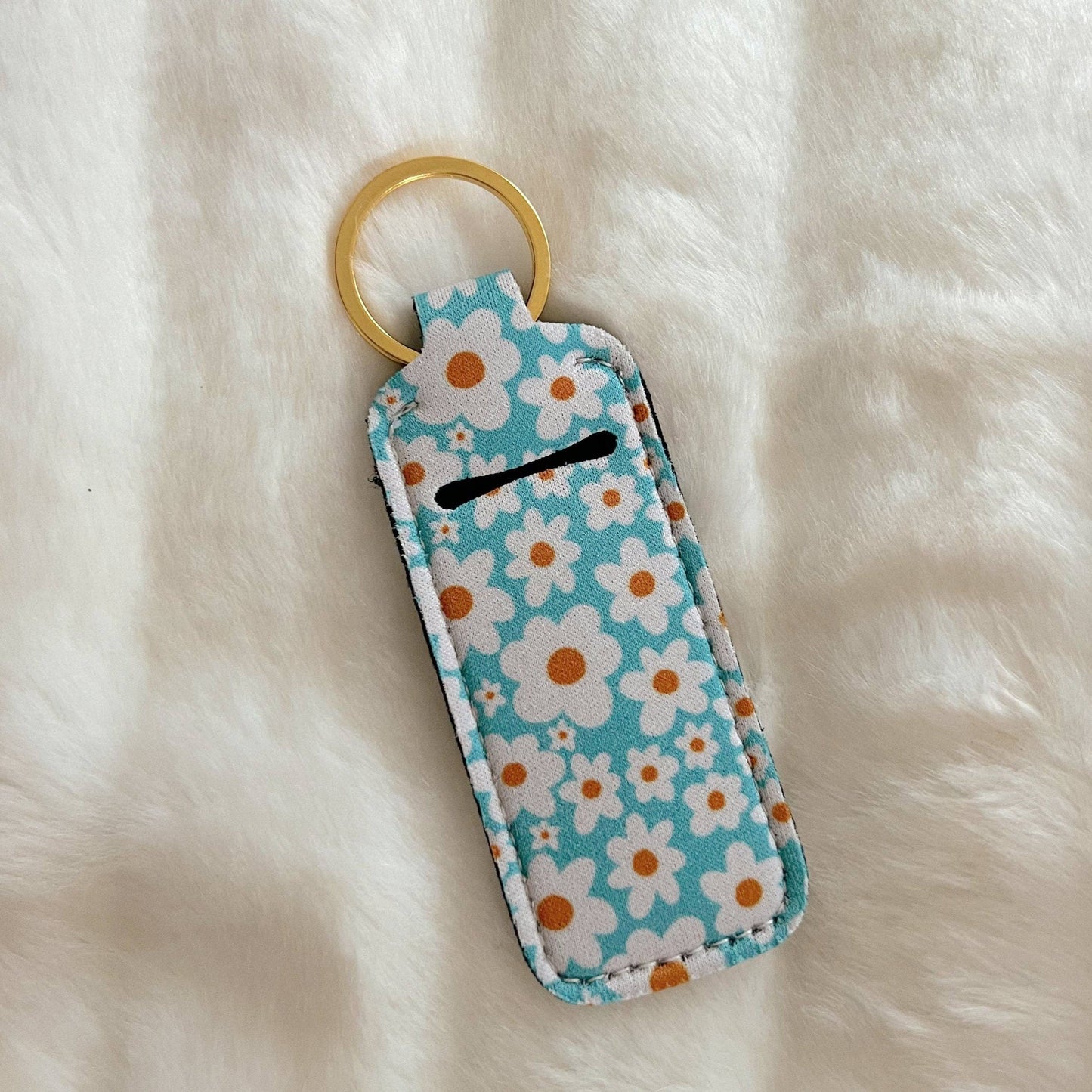 Blue Daisy Lip Balm Keychain Holder